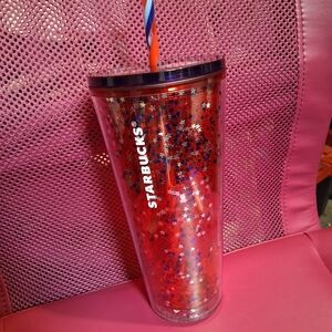 Starbucks Red and Blue Tumbler with Straw